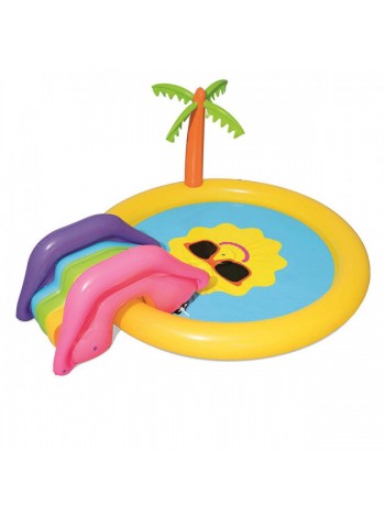 Надувной игровой центр - бассейн Bestway 53071 с горкой 237 х 201 х 104 см 