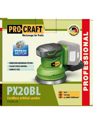 Акумуляторна ексцентрикова шліфмашина Procraft PX20BL (без акб та зп)