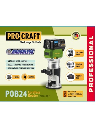 Акумуляторний фрезер Procraft POB24 (з 1 АКБ та ЗП)