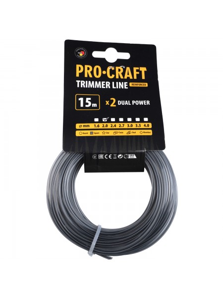 Волосінь з жилою квадрат Procraft 2мм 15м